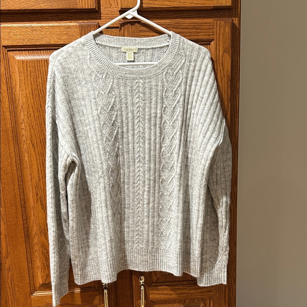 Elegant Heather Gray Cable Knit Sweater